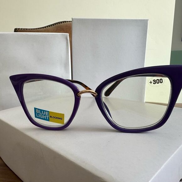 💼 Readers with Blue Light Protect. We Purple  Frames Contemporary Cat Eye - Picture 4 of 7